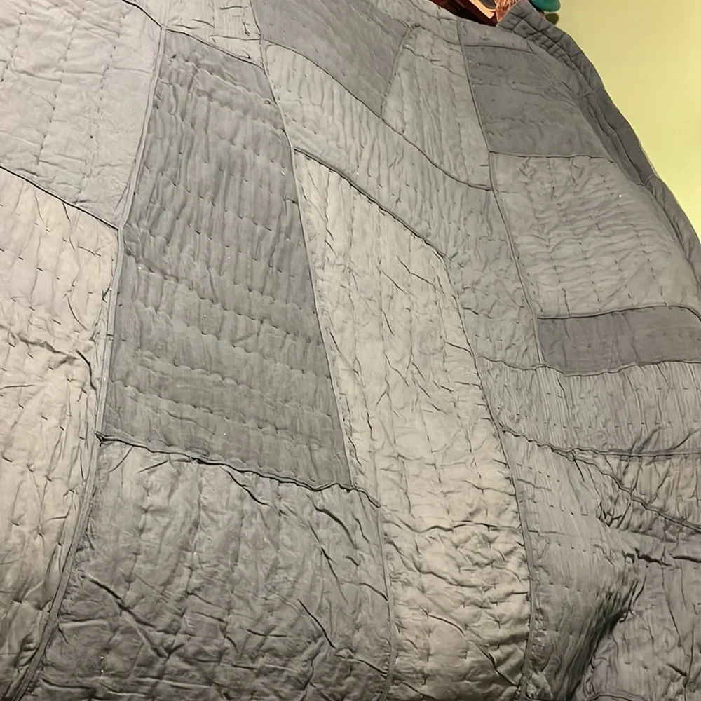 New Anthropologie Ellery Pieced California King Size Quilt Dark Blue